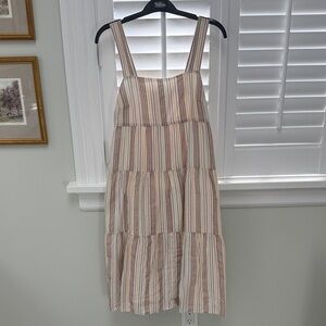 Madewell Cream Midi Dress with Multicolor Stripes